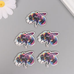 Цена за 10 шт. Декор для творчества дерево «Цветная пчела», 3.3×3.9×0.3 см