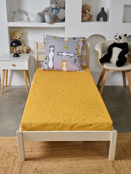 Постельное белье детское поплин без молнии с 1 наволочкой - Кот-батон 1,5 сп. (1 нав.70x70)