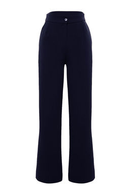 Lacivert Wide Leg/Genis Paca Dokuma Kumas Pantolon TWOAW22PL0139