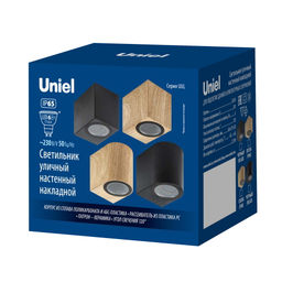 UUL-P51A 6W/GU10 IP65 BLACK Светильник уличный, под лампу GU10. Архитектурный накладной. Корпус черный. TM Uniel