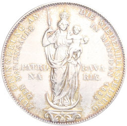 Монета 1 талер 1855 года Бавария Реставрация Колонны Мадонны в Мюнхене