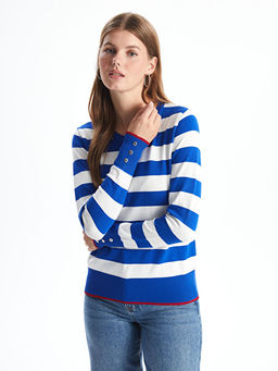 Bisiklet Yaka Renk Bloklu Kad?n Triko Kazak