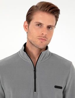 Gri Regular Fit Yar_m Fermuarl_ Polar Sweatshirt - Pierre cardin фото 2