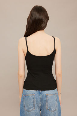 TRENDYOLMILLA Siyah Cizgili-Duz Antrasit 2li Paket Ask?l? Fitted Esnek Fitilli Orme Atlet TWOSS25AL00027 фото 15