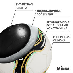 Мяч футбольный MINSA Spin, TPU, машинная сшивка, 32 панели, р. 5  фото 3