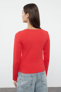 Trendyolmilla Tas Dugme Detayl? Bisiklet Yaka Fitilli Esnek Regular Boy Orme Bluz TWOAW25BZ00030  фото 9