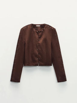 Жакет замшевый с заклепками / Zarina  фото 2