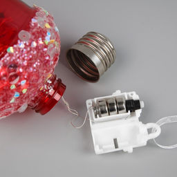 Ёлочный шар Жёлудь красный, 12х7 см, 4 LED, от батареек, свечение тёплое белое - Luazon lighting фото 4