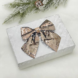 Бант на ёлку "Сияние" 16*17 см, Розовое золото