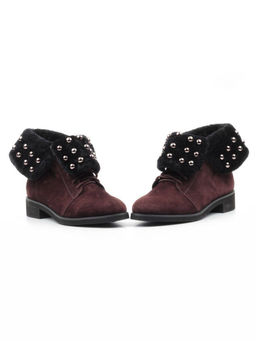 04-2265-B503M-Y1138 BROWN Ботинки женские (натуральная замша, нат.мех)