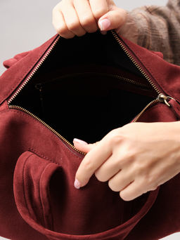 Замшевая сумка Bowling DBR 31378 красное вино  фото 14