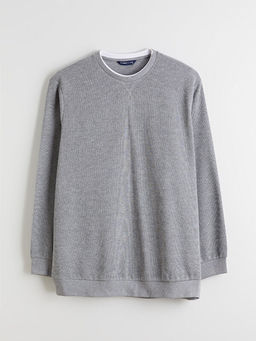 B?y?k Beden Bisiklet Yaka Erkek Sweatshirt