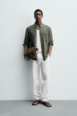 PANTAL?N FLUIDO STRAIGHT FIT / Blanco