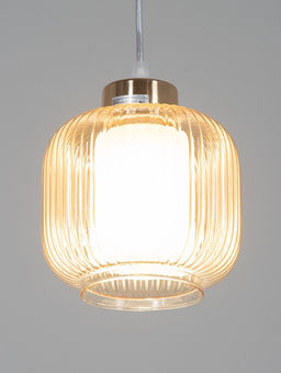 Светильник подвесной ЭкономСвет 10298/1GD, 1×40 Вт, E27, 15×15×18-80 см, золотой, янтарный