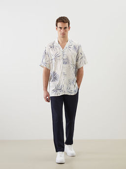 Regular Fit K?sa Kollu Desenli Viskon Erkek G?mlek