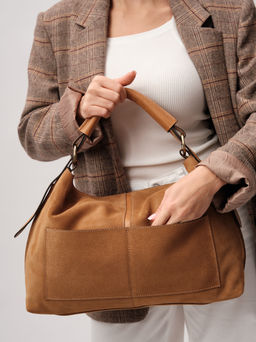 Замшевая сумка Andrea DBR 31374 светло-коричневый  фото 4