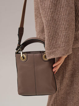 Сумка кожаная кросс-боди Deboro 30347 коричневая краска