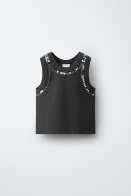 TOP LENTEJUELAS / Gris antracita