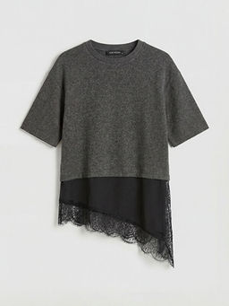 Bisiklet Yaka Asimetrik Kesim Kad?n Triko Kazak