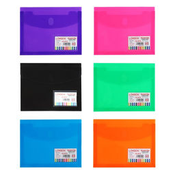 Цена за 12 шт. Папка-конверт на липучке А5, 180 мкр, с расширением, карман для визиток, МИКС