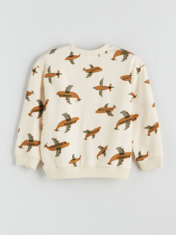 Bisiklet Yaka Bask?l? Erkek ?ocuk Sweatshirt ve E?ofman Alt 2li