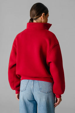 Арт. 1902 Свитшот женский с начесом полузамок 42-50 (5 шт) Цвет:красный
