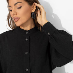 Рубашка с ажурной спинкой и сборками, Невозможно оторваться (черная) - Charutti фото 3