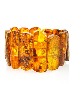 Красивый крупный браслет из натурального янтаря с природной текстурой Помпеи