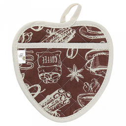 Прихватка с запахом 20х20см "Эспрессо, вид 1", форма "Клубника", рогожка 171г/м2, хлопок 100%, наполнитель - ватин 280г/м2, на пластмассовом подвесе, "Домашняя мода" (Россия)