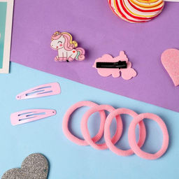 Цена за 6 шт. Набор для волос «Нежность», 4 резинки, 2 зажима, 2 невидимки, милашки, 4 и 4.5 см, розовый