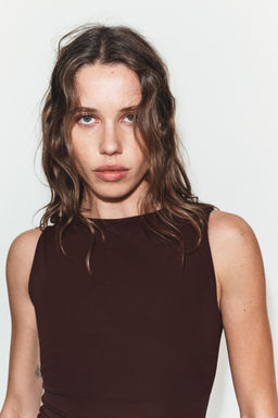 VESTIDO LARGO COMBINADO TUL / Marr?n oscuro - Zara фото 4