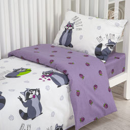 Енотики Детский/Пододеяльник: 1 шт. - 147*112; Простыня: 1 шт. - 150*110; Наволочка: 1 шт. - 40*60; Поплин ясельный - Артпостелька фото 3