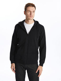 Kap??onlu Uzun Kollu Erkek Fermuarl? Sweatshirt