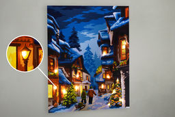 ФРЕЯ PNB/PLDD-186 Набор для раскрашивания по номерам ( со светодиодами ) 50 х 40 см Зимняя улочка