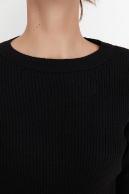 Siyah Basic Fitilli Triko Kazak TWOAW22KZ1708
