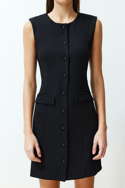 Siyah Cep Detayl? Mini Dokuma Ceket Elbise TWOSS24EL00451 - Trendyolmilla фото 4