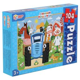 Puzzle 104 элемента "Синий трактор" (ш/к23512, 305124, "Умные игры")