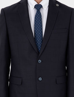 Lacivert Slim Fit Y_n Kar___ml_ Tak_m Elbise