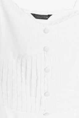 ROMANTIC TOP WITH PINTUCKS IN A LINEN BLEND - Zara фото 7