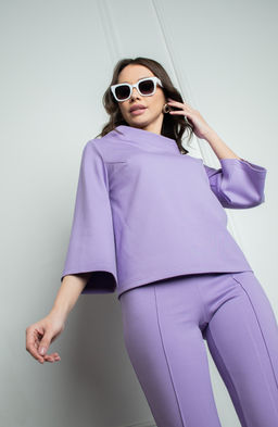 Брюки из трикотажа светло-сиреневый - Donna saggia фото 3