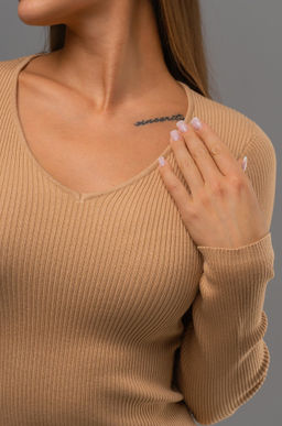 Женский джемпер в рубчик с V-вырезом Happyfox