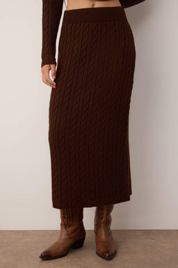 Kahverengi Genis Kal?p Kazak-Etek Triko Alt-Ust Tak?m TWOAW26AU00055 - Trendyolmilla фото 3