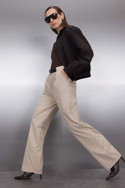 TRENDYOLMILLA Antrasit Kemerli Straigt/Duz Kesim Dokuma Kumas Pantolon TWOAW25PL00046  фото 2