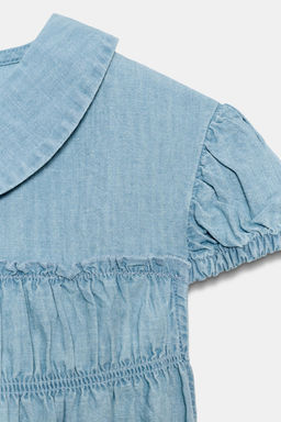 CAMISA FRUNCES CUELLO BOBO / Azul - Zara фото 8