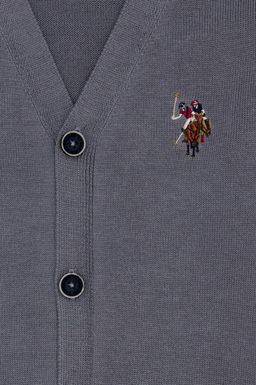 U. S. Polo Assn Зеленый меланжевый трикотажный кардиган с v-образным вырезом для мальчика - U.s. polo assn фото 4