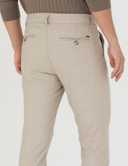 Bej Slim Fit Ba_c_kl_ Kanvas Pantolon