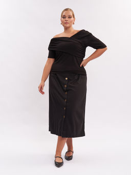 Блузка с драпировкой FU00703BLK01 - Артесса фото 2