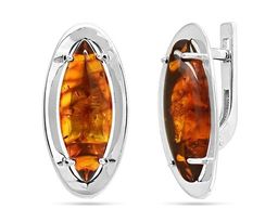 Серьги из серебра янтарь, СП77