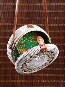 Сумка женская через плечо плетёная «Мандала», 20×6×70 см, ротанг, бежевая