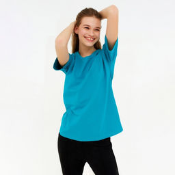 Футболка женская MINAKU: Basic line, аквамарин, размер 50